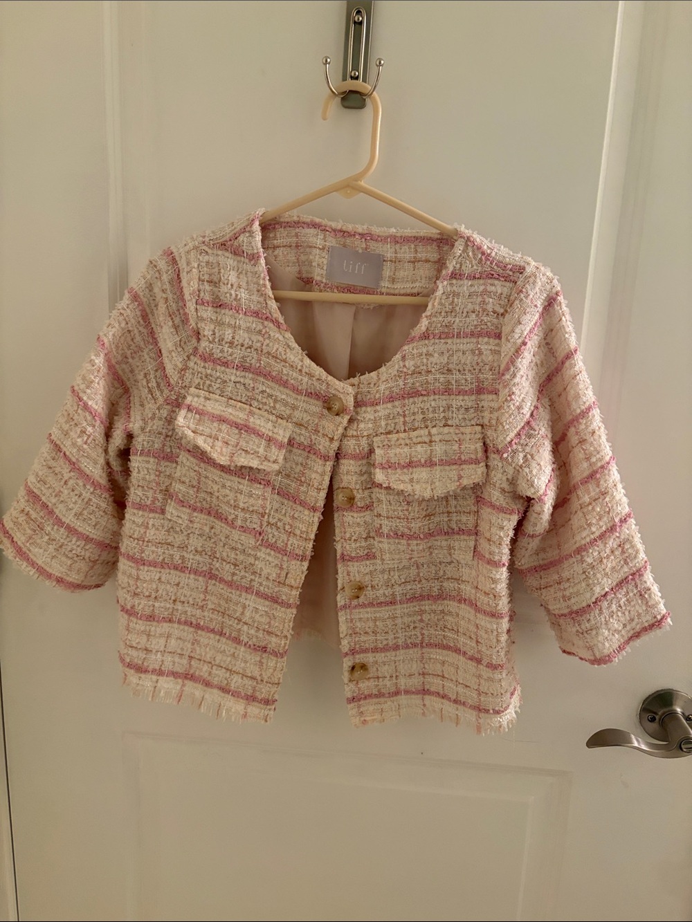 Cream & Pink Tweed Jacket
